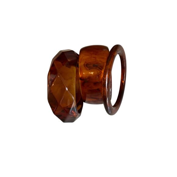 Vintage Lucite Bangles Tortoise Brown - Picture 6 of 6